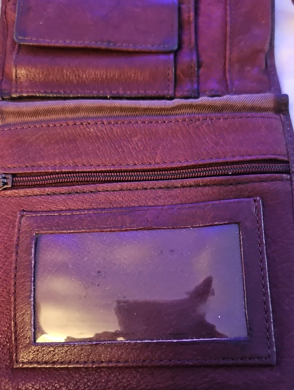 Wilson Purple Brown Leather Wallet Cross Body Purse